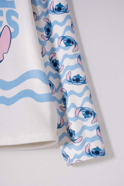 PIJAMA DE STITCH CON PANTALÓN MARFIL PARA NIÑA