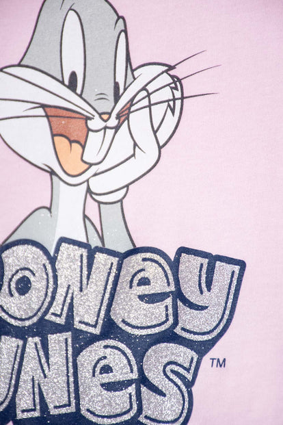 POLERA DE LOONEY TUNES MANGA CORTA ROSADA PARA NIÑA