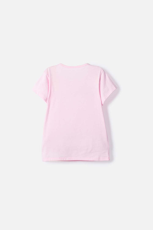 POLERA DE LOONEY TUNES MANGA CORTA ROSADA PARA NIÑA