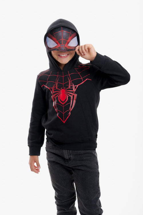 POLERON DE SPIDER-MAN CON CAPUCHA NEGRO PARA NIÑO