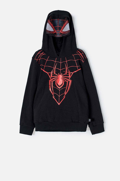 POLERON DE SPIDER-MAN CON CAPUCHA NEGRO PARA NIÑO