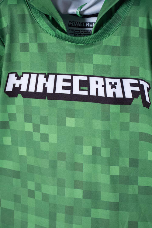 POLERA DE MINECRAFT CON CAPUCHA VERDE PARA NIÑO