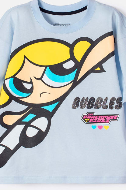 POLERA DE LAS CHICAS SUPERPODEROSAS AZUL PARA NIÑA