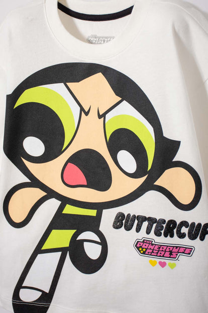 POLERA DE LAS CHICAS SUPERPODEROSAS MARFIL MANGA CORTA PARA NIÑA