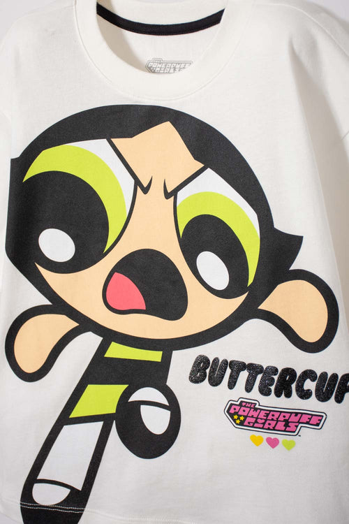 POLERA DE LAS CHICAS SUPERPODEROSAS MARFIL MANGA CORTA PARA NIÑA