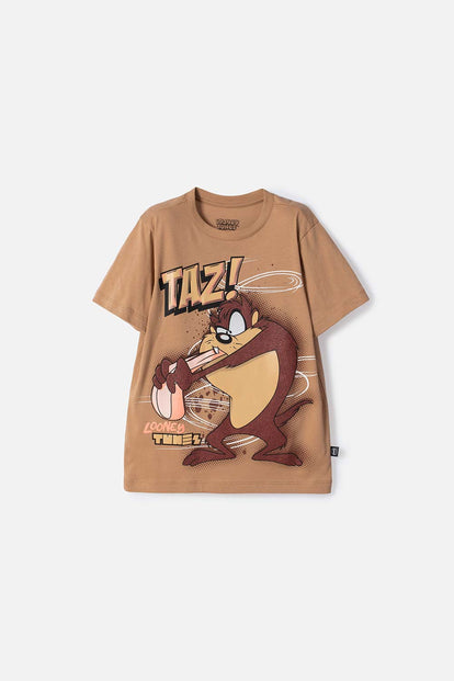 POLERA LOONEY TUNES MANGA CORTA CAFÉ PARA NIÑO