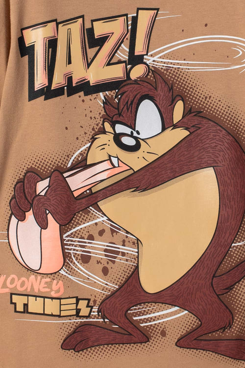POLERA LOONEY TUNES MANGA CORTA CAFÉ PARA NIÑO