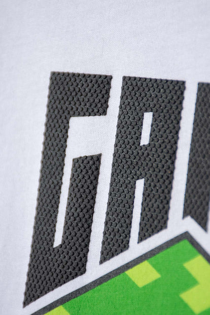 POLERA DE MINECRAFT MANGA CORTA BLANCO PARA NIÑA