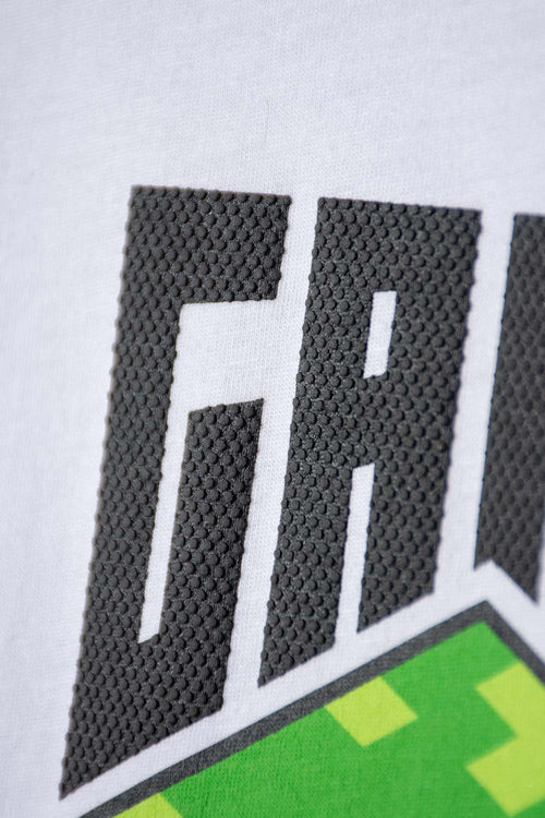 POLERA DE MINECRAFT MANGA CORTA BLANCO PARA NIÑA