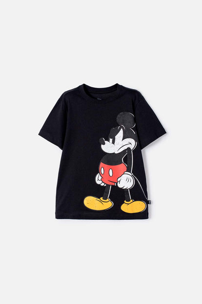 POLERA DE MICKEY MOUSE NEGRA MANGA CORTA PARA NIÑO