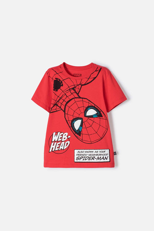 POLERA DE SPIDERMAN MANGA CORTA ROJO PARA NIÑO