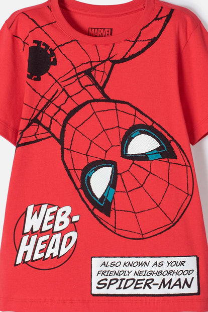 POLERA DE SPIDERMAN MANGA CORTA ROJO PARA NIÑO