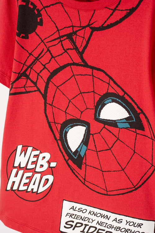 POLERA DE SPIDERMAN MANGA CORTA ROJO PARA NIÑO