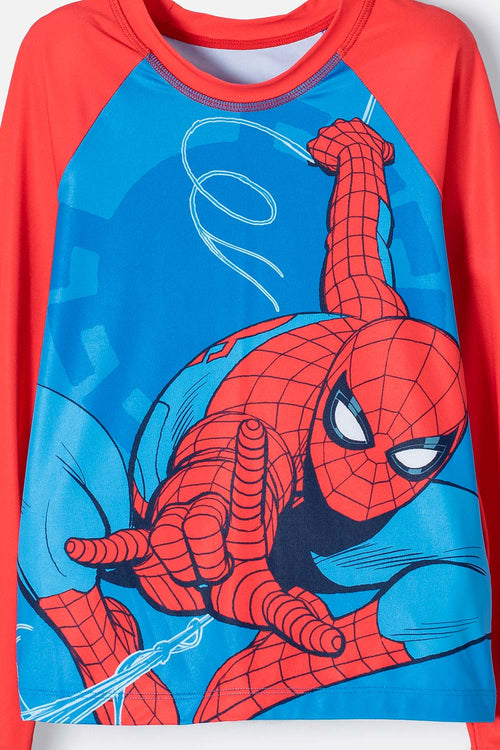 CONJUNTO DE BAÑO DE SPIDERMAN AZUL Y ROJO PARA NIÑO