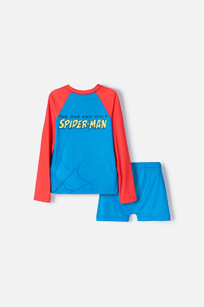 CONJUNTO DE BAÑO DE SPIDERMAN AZUL Y ROJO PARA NIÑO