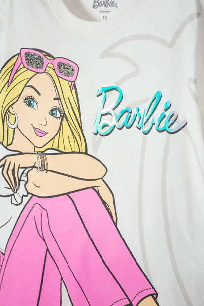 POLERA DE BARBIE MARFIL ESTAMPADA PARA NIÑA