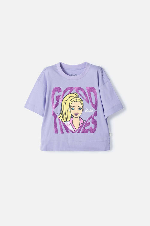 POLERA DE BARBIE LAVANDA CON MIRELLA PARA NIÑA