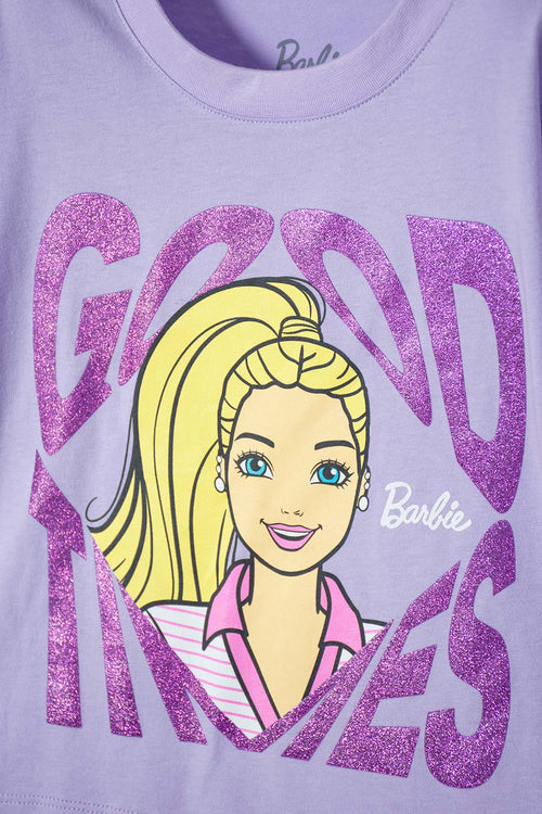 POLERA DE BARBIE LAVANDA CON MIRELLA PARA NIÑA