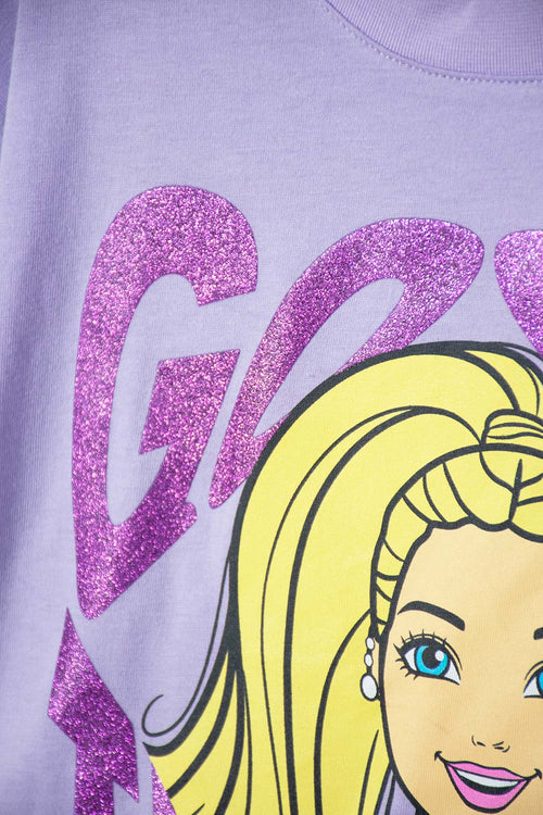 POLERA DE BARBIE LAVANDA CON MIRELLA PARA NIÑA