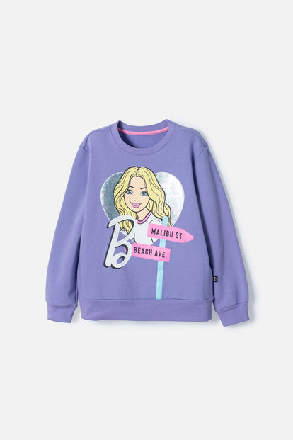POLERON DE BARBIE LILA CERRADO PARA NIÑA