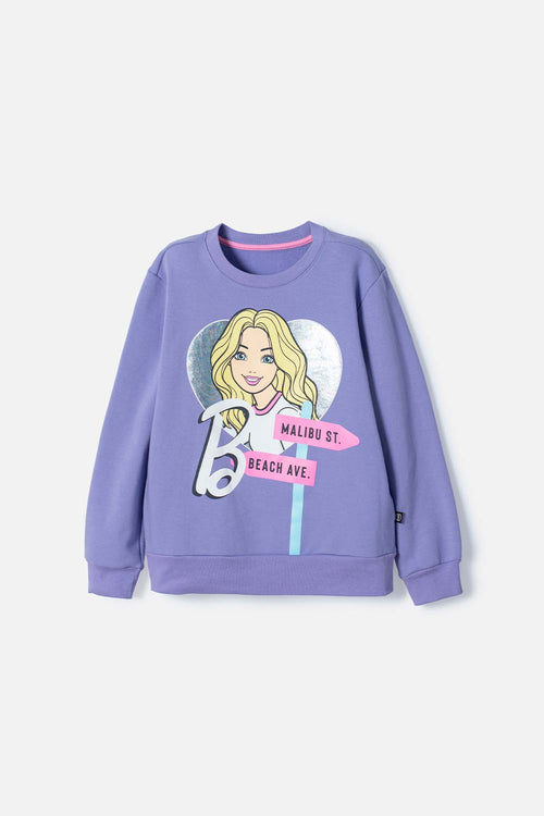 POLERON DE BARBIE LILA CERRADO PARA NIÑA