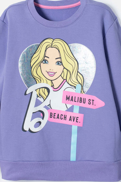 POLERON DE BARBIE LILA CERRADO PARA NIÑA