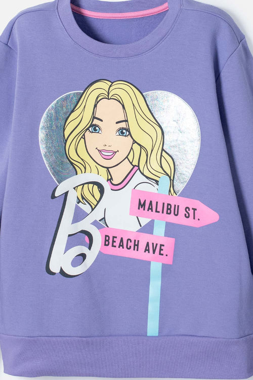 POLERON DE BARBIE LILA CERRADO PARA NIÑA