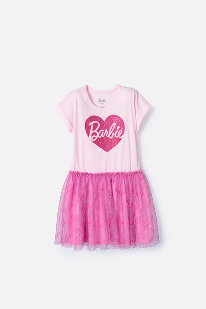 VESTIDO DE BARBIE ROSADO CON TUL PARA NIÑA