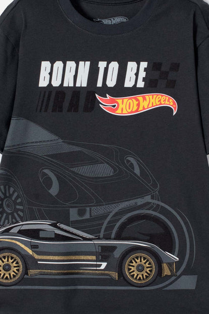 POLERA DE HOT WHEELS MANGA CORTA GRIS PARA NIÑO