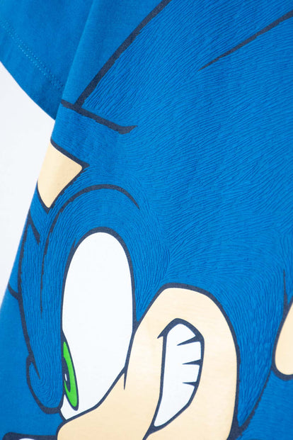 POLERA DE SONIC MANGA CORTA AZUL PARA NIÑO