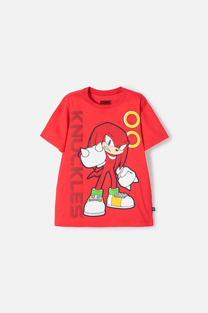 POLERA DE SONIC MANGA CORTA ROJO PARA NIÑO