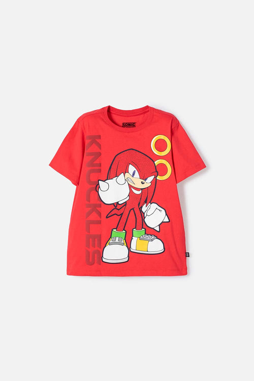 POLERA DE SONIC MANGA CORTA ROJO PARA NIÑO