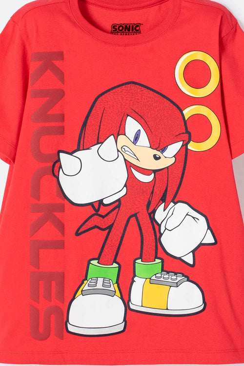 POLERA DE SONIC MANGA CORTA ROJO PARA NIÑO