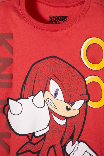 POLERA DE SONIC MANGA CORTA ROJO PARA NIÑO