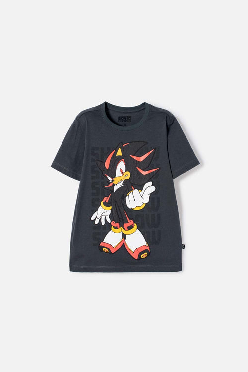 POLERA DE SONIC MANGA CORTA GRIS PARA NIÑO
