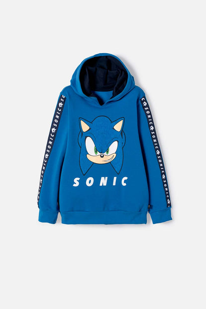 POLERON DE SONIC CON CAPUCHA AZUL PARA NIÑO