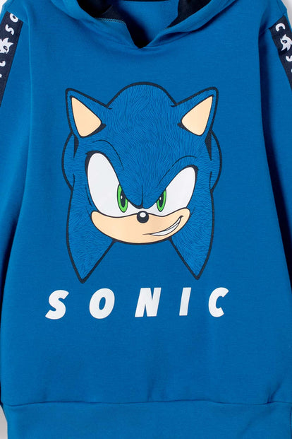 POLERON DE SONIC CON CAPUCHA AZUL PARA NIÑO