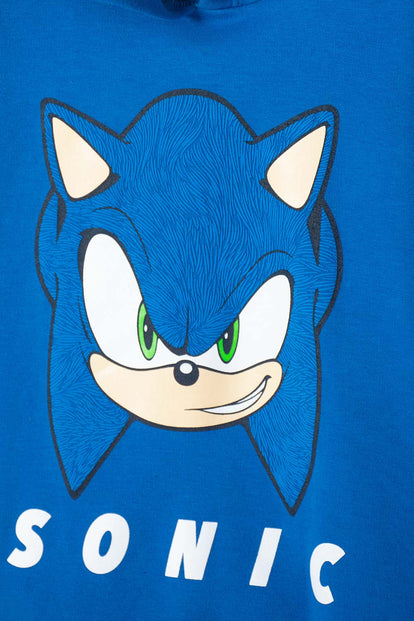 POLERON DE SONIC CON CAPUCHA AZUL PARA NIÑO