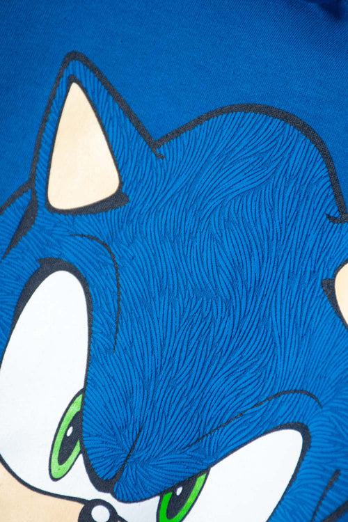 POLERON DE SONIC CON CAPUCHA AZUL PARA NIÑO