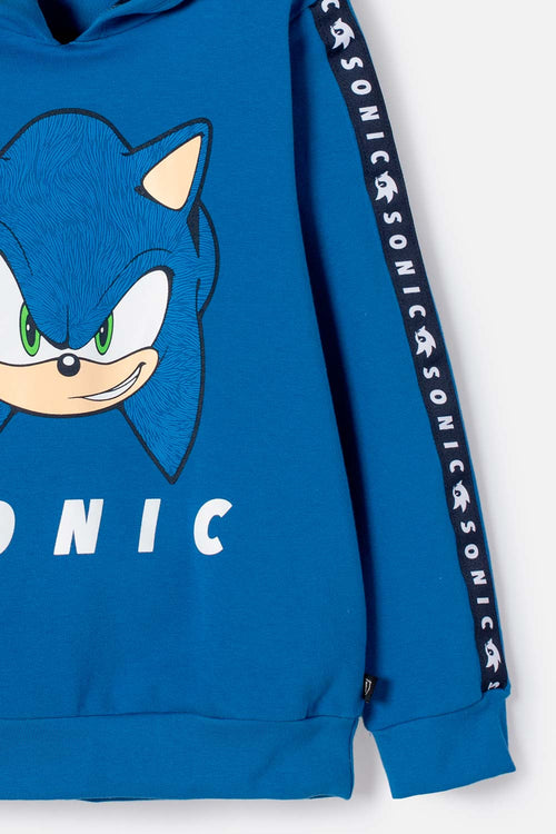POLERON DE SONIC CON CAPUCHA AZUL PARA NIÑO