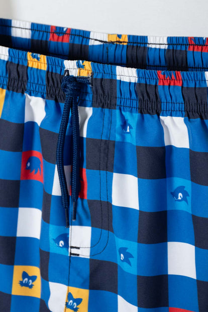 BERMUDA DE BAÑO DE SONIC CON CORDÓN AZUL PARA NIÑO