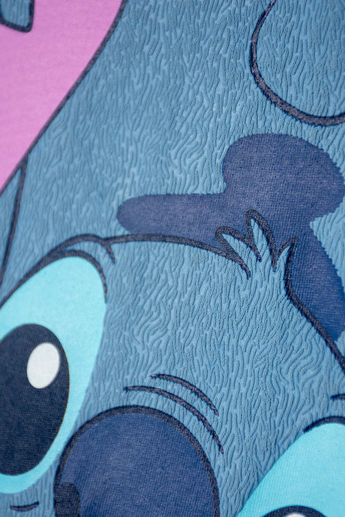 POLERA DE LILO & STITCH AZUL ESTAMPADA EN FRENTE PARA NIÑO