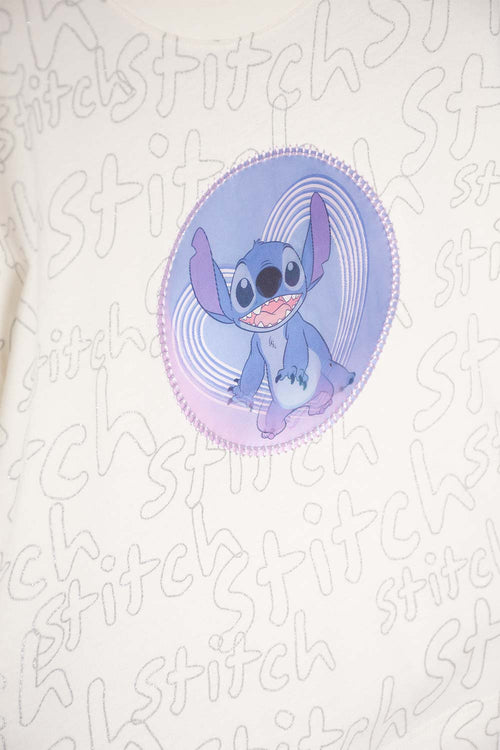 CAMISETA DE STITCH MANGA CORTA MARFIL PARA NIÑA