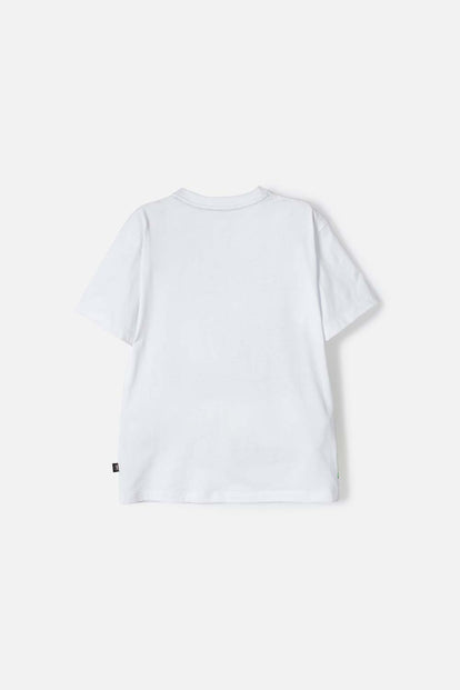 POLERA DE MINECRAFT MANGA CORTA BLANCA PARA NIÑO