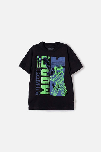 POLERA DE MINECRAFT QUE ALUMBRA EN LA OSCURIDAD PARA NIÑO