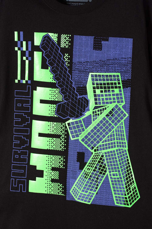 POLERA DE MINECRAFT QUE ALUMBRA EN LA OSCURIDAD PARA NIÑO