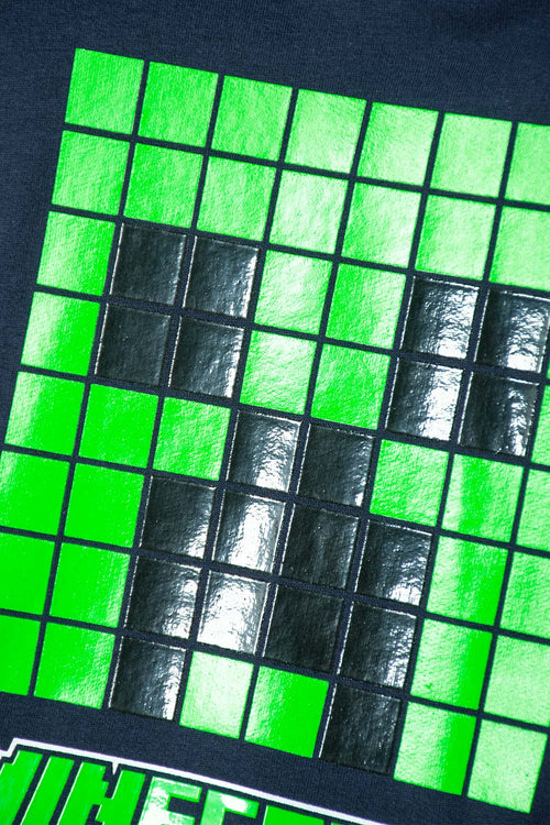 POLERON DE MINECRAFT CON CAPUCHA AZUL OSCURO PARA NIÑO