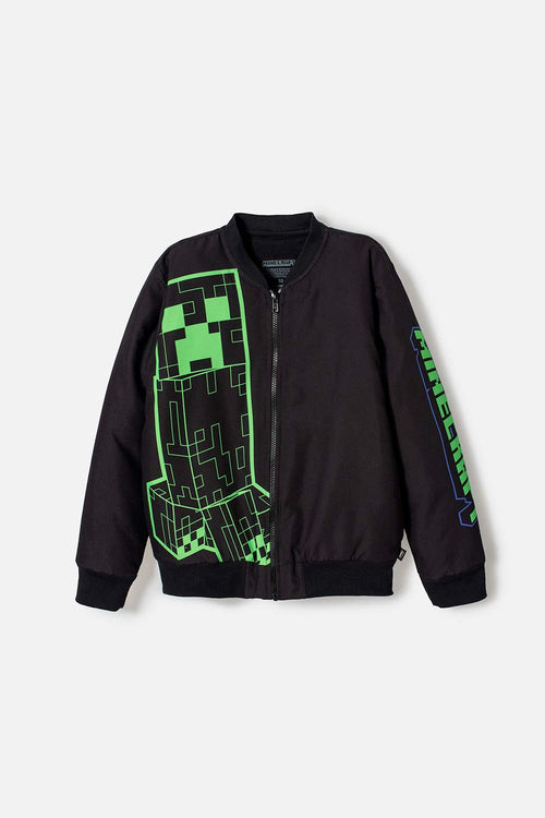 CHAQUETA DE MINECRAFT CON CIERRE NEGRA PARA NIÑO
