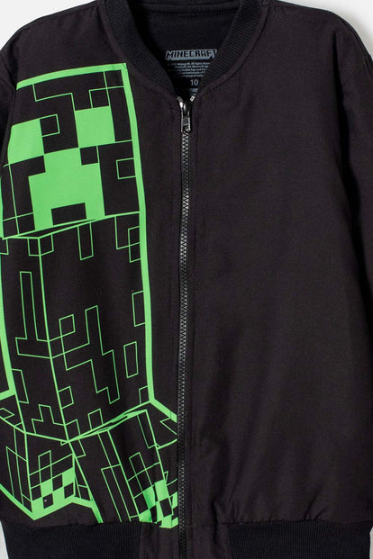 CHAQUETA DE MINECRAFT CON CIERRE NEGRA PARA NIÑO