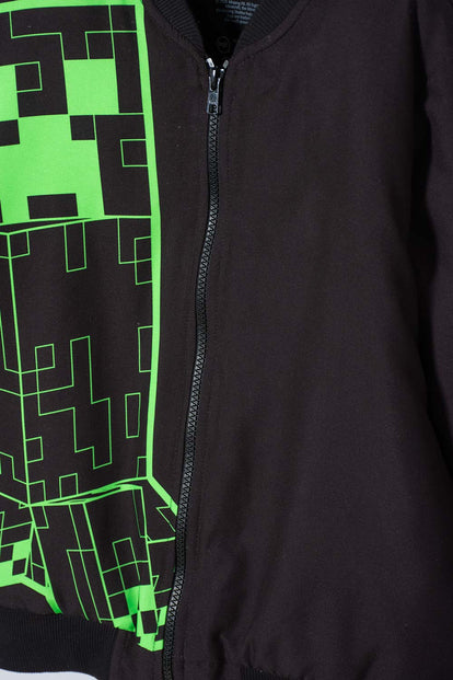 CHAQUETA DE MINECRAFT CON CIERRE NEGRA PARA NIÑO